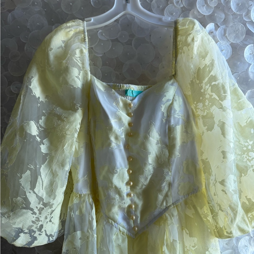 Vintage Yellow Puff Sleeve Dress